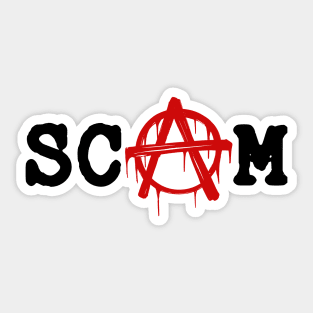 SCAM // Anarchy red logotype. Minimalistic old font lettering Sticker